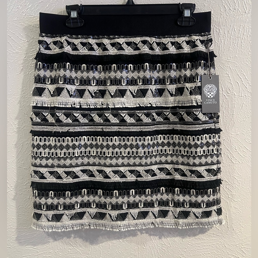 NEW Vince Camuto Black and White Textured Pencil Skirt